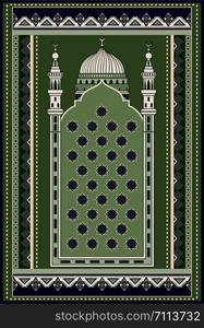 Colorful ornamental vector design for rug, carpet. Geometric backdrop. Arabian ornament with decorative elements. Muslim prayer rug. Islamic textile. Ornamental mosque flooring. Praying arabian mat