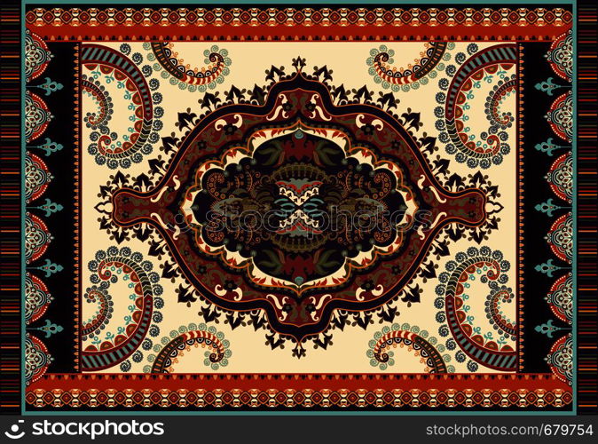 Colorful ornamental vector design for rug, carpet, tapis. Persian rug, textile. Geometric floral backdrop. Arabian ornament with decorative elements. Turkey floral carpet. Colorful ornamental vector design for rug, carpet, tapis. Persian rug, textile. Geometric floral backdrop. Arabian ornament with decorative elements. Turkey floral ornamental carpet