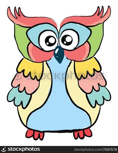 Colorful owl, illustration, vector on white background.