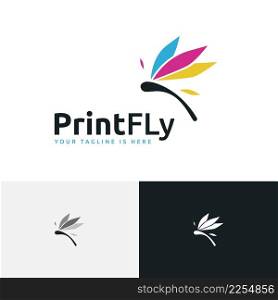 Colorful Paint Print Dragonfly Insect Wings Fly Logo Symbol Idea