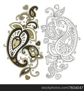 Colorful Paisley. Ethnic Hand Drawn ornament. Vector illustration.
