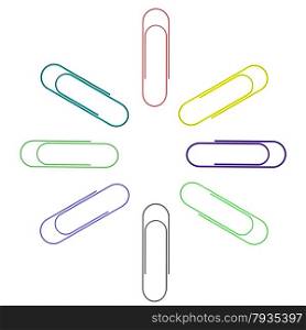 Colorful Paper Clips Isolated on White Background. . Paper Clips