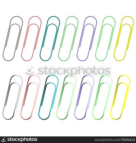 Colorful Paper Clips Isolated on White Background.. Paper Clips