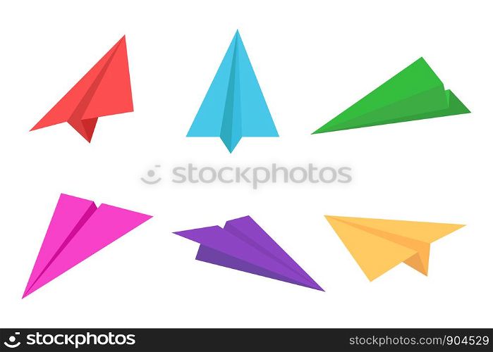 Colorful paper plane or origami airplane icon set - Vector illustration