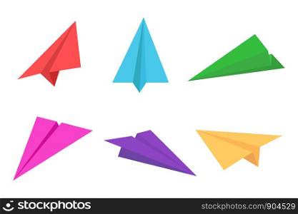 Colorful paper plane or origami airplane icon set - Vector illustration