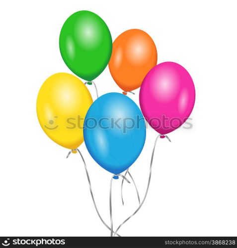Colorful party and birthday floating balloons for anniversary and holiday concept. Vector EPS 10 illustration isolated on white background.