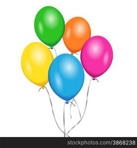Colorful party and birthday floating balloons for anniversary and holiday concept. Vector EPS 10 illustration isolated on white background.