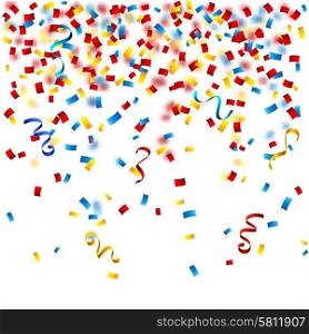 Colorful party background with confetti on the white vector illustration. Colorful confetti on the white background
