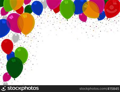 Colorful Party Balloons Background with Confetti