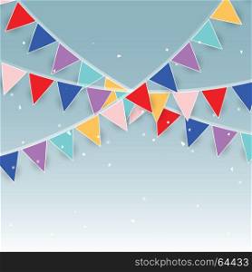 Colorful party flags and confetti stock vector