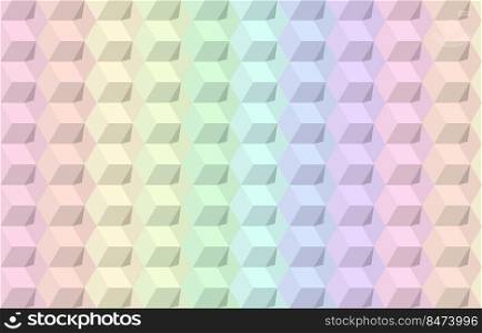 Colorful Pastel Cube Geometric Abstract Flat Background