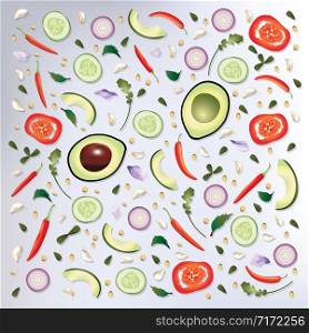 Colorful pattern Raw Food Background Vector Illustration