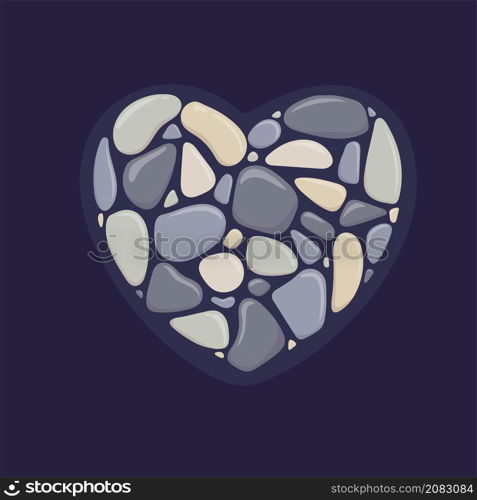 colorful Pebble Art of Heart vector ,Heart shaped art from stone