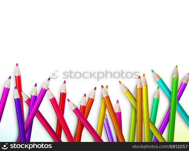 Colorful pencil crayons on a white background, Back to school. plus EPS10 vector file
