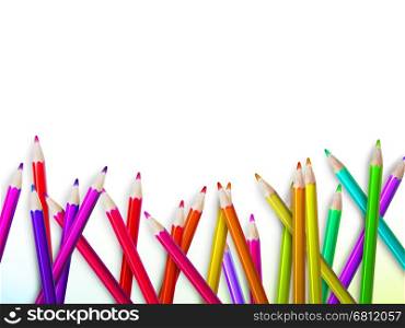 Colorful pencil crayons on a white background, Back to school. plus EPS10 vector file