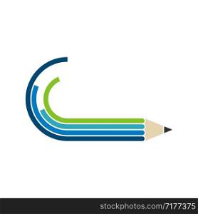 Colorful Pencil Line Logo Template Illustration Design. Vector EPS 10.