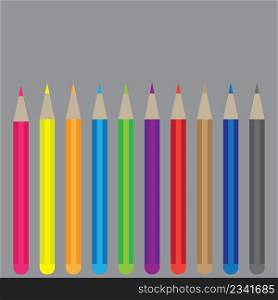 Colorful pencil set collection on black background with space for text. Vector illustration.