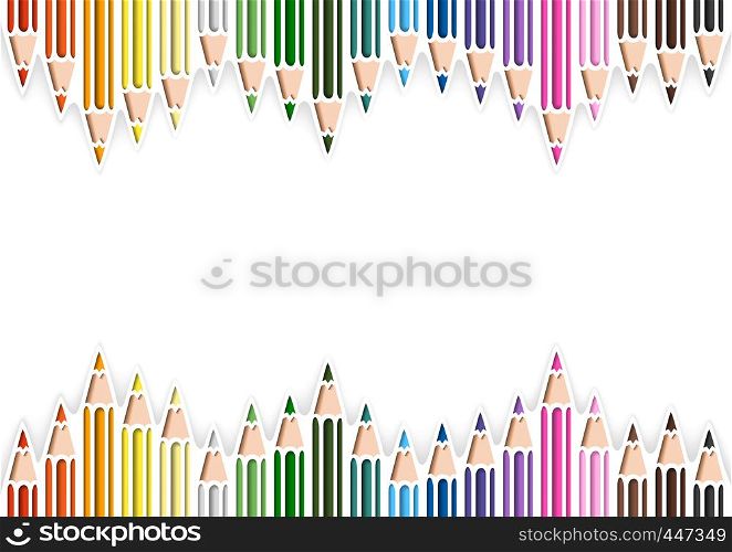 Colorful Pencils in Cutout Style on White