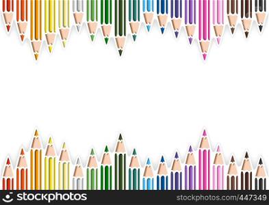 Colorful Pencils in Cutout Style on White