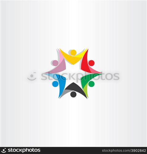 colorful people teamwork star icon design