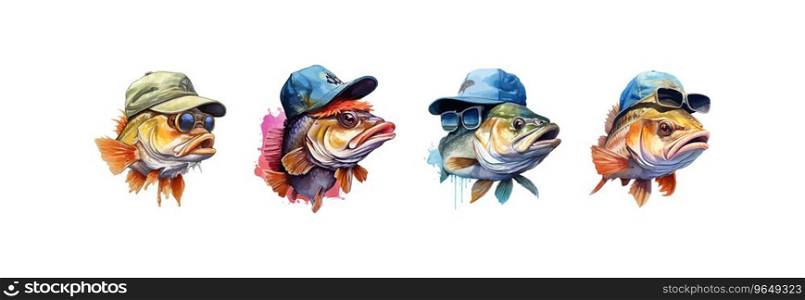Colorful perch fish in sunglasses and outerwear. Vector illustration design.