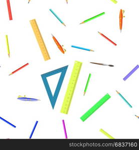 Colorful Plastic Rulers Seamless Pattern Isolated on White Background. Colorful Plastic Rulers Seamless Pattern