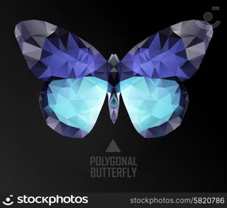 Colorful polygonal butterfly flying. Geometric illustration. Color butterfly flying