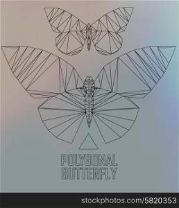 Colorful polygonal butterfly flying. Geometric illustration Colorful polygonal butterfly flying. Geometric illustration. Color butterfly flying