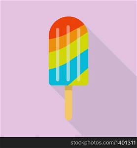 Colorful popsicle icon. Flat illustration of colorful popsicle vector icon for web design. Colorful popsicle icon, flat style