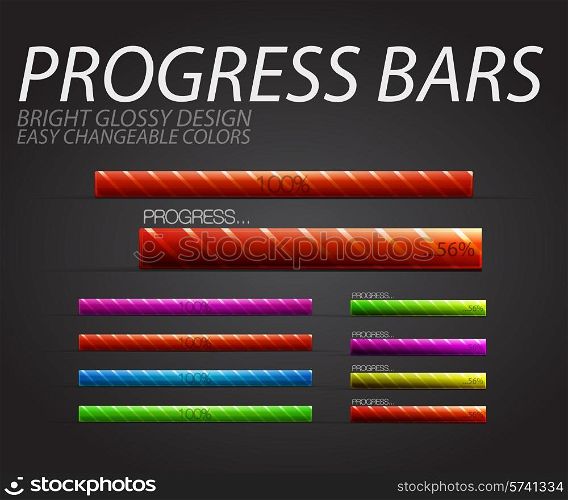 Colorful progress bar elements in variations