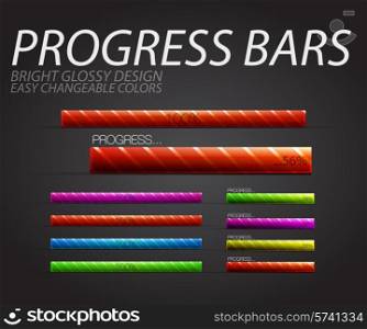 Colorful progress bar elements in variations