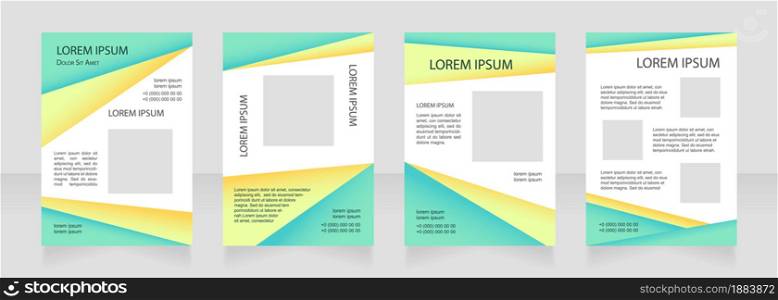Colorful promotional blank brochure layout design. Professional marketing. Vertical poster template set with empty copy space for text. Premade corporate reports collection. Editable flyer paper pages. Colorful promotional blank brochure layout design