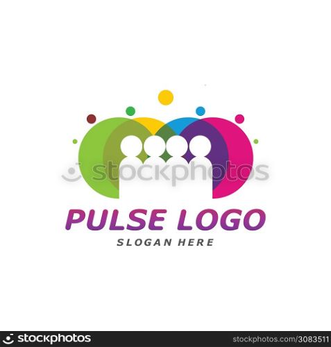 Colorful Pulse logo design concept vector. People Beat logo Template Vector