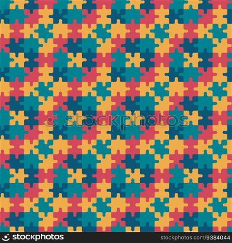 Colorful puzzles pattern. Creative seamless background with multicolored puzzle pieces together. Vector repeat illustration.. Colorful puzzles pattern. Creative seamless background with multicolored puzzle pieces together. Vector repeat illustration