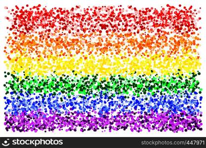 Colorful rainbow texture background of various colors and dots, used LGBT pride flag colors, symbol of LGBTQ (lesbian, gay, bisexual, transgender, and questioning). Vector illustration, EPS10.