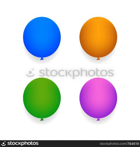 Colorful realistic helium balloons. Glossy realistic balloon for Birthday party. Vector stock illustration