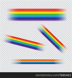 Colorful realistic multicolored rainbow on transparent background. Natural arcuate phenomenon in the sky. Vector Illustration. Colorful realistic multicolored rainbow on transparent background. Natural arcuate phenomenon in the sky. Vector Illustration. EPS10