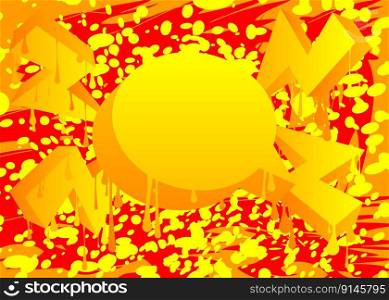 Colorful Red and Yellow Graffiti speech bubble background. Abstract modern street art backdrop, wallpaper decoration performed in urban painting style.