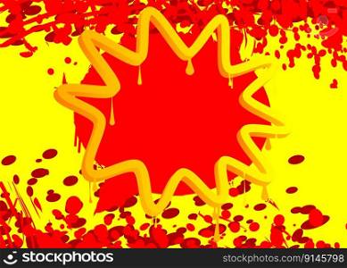 Colorful Red and Yellow Graffiti speech bubble background. Abstract modern street art backdrop, wallpaper decoration performed in urban painting style.