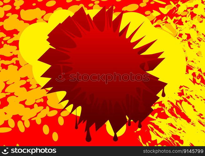 Colorful Red and Yellow Graffiti speech bubble background. Abstract modern street art backdrop, wallpaper decoration performed in urban painting style.