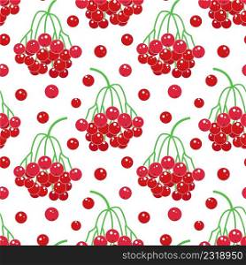Colorful red rowan berries seamless pattern. Autumn berry background. Fall template for fabric, paper, packaging and product design vector illustration. Colorful red rowan berries seamless pattern