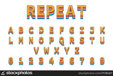 Colorful Repeat Font. Alphabet in colorful trending. Reto bold font. Eps10. Colorful Repeat Font. Alphabet in colorful trending. Reto bold font