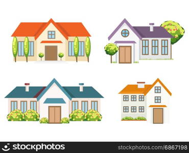 Colorful residential houses collection. Colorful residential houses collection. Vector houses isolated on white backdrop