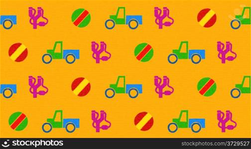 Colorful retro wallpaper with seamless toys pattern