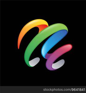 Colorful ribbon abstract 3d logo Royalty Free Vector Image