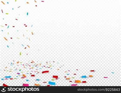 Colorful ribbon and confetti, isolated on transparent background 