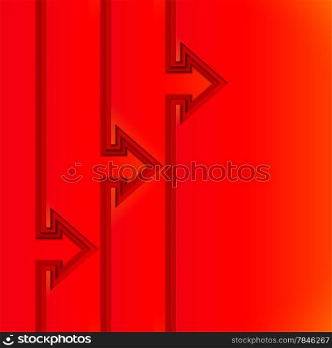 Colorful rising arrows with red cut paper layers