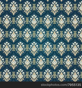 Colorful seamless damask ornate pattern