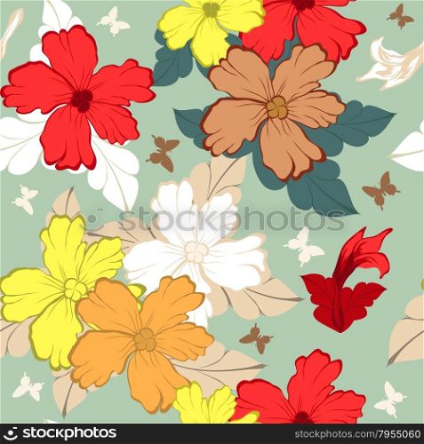 Colorful seamless floral ornate pattern