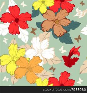Colorful seamless floral ornate pattern